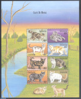 Central Africa 1999 Cats 8v M/s, Mint NH, Nature - Cats - Centrafricaine (République)