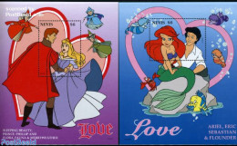 Nevis 1996 Disney, Love 2 S/s, Mint NH, Art - Disney - Disney