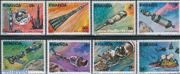 Rwanda 1976 Apollo-Soyuz 8v, Mint NH, Transport - Space Exploration - Autres & Non Classés