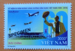 Vietnam MNH SPECIMEN Stamp : 60th Anniversary Of Air Viet Nam (Ms1063) - Issued On 10 Jan 2016 - Viêt-Nam