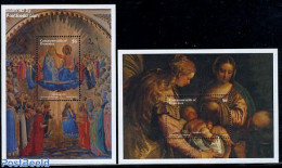 Dominica 1996 Christmas 2 S/s, Mint NH, Religion - Christmas - Art - Paintings - Kerstmis
