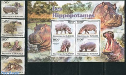 Burundi 2011 Hippos 4v + S/s, Mint NH, Nature - Animals (others & Mixed) - Hippopotamus - Andere & Zonder Classificatie