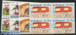 Netherlands 1976 Child Welfare 4v, Blocks Of 4 [+], Mint NH, Art - Children Drawings - Nuevos