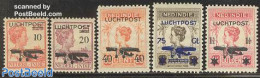 Netherlands Indies 1928 Airmail Overprints 5v, Unused (hinged), Transport - Aircraft & Aviation - Vliegtuigen