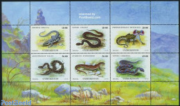 Uzbekistan 1999 Reptiles 6v M/s, Mint NH, Nature - Reptiles - Snakes - Ouzbékistan