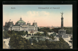 AK Berlin, Reichstagsgebäude Mit Siegessäule  - Dierentuin