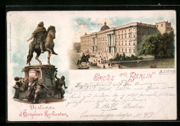 Lithographie Berlin, Denkmal Des Grossen Kurfürsten Und Kgl. Schloss  - Mitte