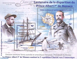 French Antarctic Territory 2022 Prince Albert 1er Death Centenary S/s, Mint NH, Nature - Transport - Various - Penguin.. - Nuevos