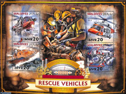 Maldives 2016 Rescue Vehicles 4v M/s, Mint NH, Sport - Transport - Diving - Helicopters - Ships And Boats - Buceo
