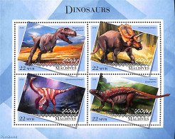 Maldives 2018 Dinosaurs 4v M/s, Mint NH, Nature - Prehistoric Animals - Prehistorics