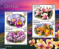 Maldives 2019 Orchids 4v M/s, Mint NH, Nature - Flowers & Plants - Orchids - Maldivas (1965-...)