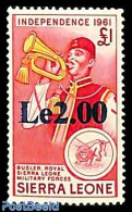 Sierra Leone 1965 Le 2.00 On 1 Pound, Stamp Out Of Set, Mint NH, History - Performance Art - Militarism - Music - Militaria