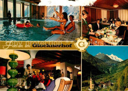 72901692 Heiligenblut Kaernten Hotel Glocknerhof Hallenbad Restaurant Kirche Gro - Autres & Non Classés