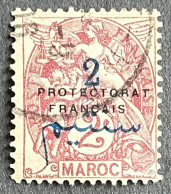 FRMA0038U - Type Blanc Surcharged With Overprint "Protectorat Français" - 2 C Used Stamp - Morocco - 1914 - Gebruikt