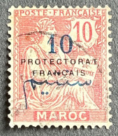 FRMA0041U - Type Blanc Surcharged With Overprint "Protectorat Français" - 10 C Used Stamp - Morocco - 1914 - Gebruikt