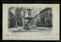 Mondschein-AK Berlin-Tiergarten, Der Wrangelbrunnen Im Vollmondlicht  - Dierentuin