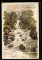 Lithographie Berlin-Kreuzberg, Ansicht Vom Victoria Wasserfall  - Kreuzberg