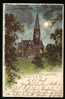 Lithographie Berlin-Tiergarten, Die Kaiser Friedrich-Gedächtniss-Kirche Bei Nacht  - Tiergarten