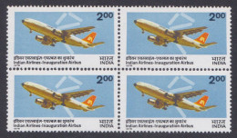 Inde India 1976 MNH Indian Airlines, Airbus, Aeroplane, Aircraft, Airplane, Jet Liner, Flight, Block - Nuevos