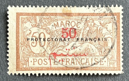 FRMA0050U1 - Type Merson Surcharged With Overprint "Protectorat Français" - 50 C Used Stamp - Morocco - 1914 - Usati