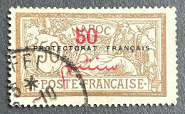 FRMA0050U3 - Type Merson Surcharged With Overprint "Protectorat Français" - 50 C Used Stamp - Morocco - 1914 - Usados