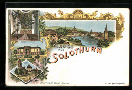 Lithographie Solothurn, Neues Museum, Basler Tor, Flusspartie  - Sonstige & Ohne Zuordnung