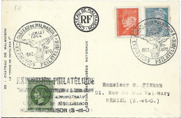 Château De MALMAISON - 1 Juillet 1944 - 1852 1870 - Exposition Philatélique - Le Trône De Napoléon 1er - Vignette - Storia Postale