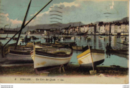 83 TOULON N°8 LL Un Coin Des Quais Enfants Barque Bateau Le Rouget De L'Isle VOIR DOS En 1934 - Toulon