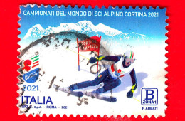 ITALIA - Usato - 2021 - Campionati Del Mondo Di Sci Alpino A Cortina D’Ampezzo – B Zona 1 - 2021-...: Oblitérés