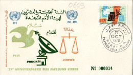 Maroc Al Maghrib 0609 Fdc ONU, Paix Justice Progrès, Colombe, Telecom - ONU