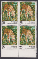 Inde India 1975 MNH Jim Corbett Centenary, Wildlife, Wild Life, Animal, Animals, Tiger, Tigers, Block - Unused Stamps