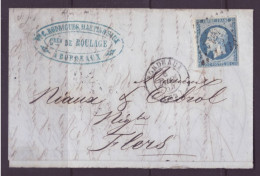 FRANCE 1853-1860 20c Bleu YT N°14 On The Cover From Bordeaux - 1853-1860 Napoléon III.