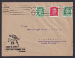 Perfin Lochung Briefmarken Deutsches Reich Brief MIF Berühmte Hamburg Stockholm - Storia Postale