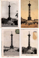 75 PARIS LOT DE 4 CPA " PLACE DE LA BASTILLE, COLONNE DU 14 JUILLET "- CPA ANIMÉE (105)_CP336 - Markten, Pleinen