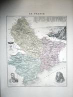 Gravure 19 ème.  Atlas Migeon  1872  CARTE DU DÉPARTEMENT  "Alpes-Maritimes 06---( Prix Très Bas, Cause Retraite ) - Carte Geographique