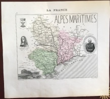 Gravure 19 ème.  Atlas Migeon  1878  CARTE DU DÉPARTEMENT  "Alpes-Maritimes 06---( Prix Très Bas, Cause Retraite ) - Mapas Geográficas