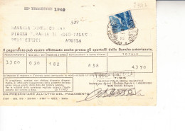 ITALIA  1949  - Ricevuta "TIMO" - 1946-60: Marcophilie