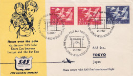 FIRST FLIGHT 1957  A TOKIO VIA NORTH POLE - Covers & Documents
