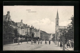 AK Eger, Schmeykalstrasse, Kirche  - Tchéquie