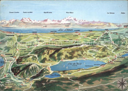 11886256 Lac Leman Genfersee Mit Lac De Joux Panoramakarte Genf - Altri & Non Classificati