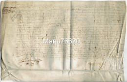 Ref 2 - RARE!, Lettre, Document Notarial , Le Havre Et Environs , écritures Très Anciennes , Papier épais . - Manuskripte