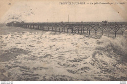 14 TROUVILLE SUR MER LA JETEE PROMENADE PAR GROS TEMPS - Trouville