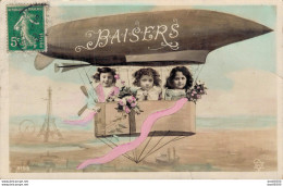 BAISERS TROIS FILLETTES DANS LA NACELLE D'UN DIRIGEABLE - Zeppeline