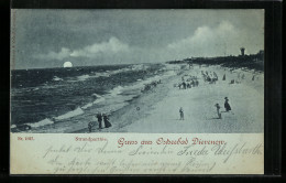 Mondschein-AK Dievenow, Ostseebad, Strandpartie  - Pommern