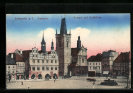 AK Leitmeritz / Litomerice, Stadtplatz, Rathaus, Stadtkirche  - Tsjechië