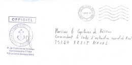 ENVELOPPE AVEC CACHET OFFICIEL DU CAPITAINE DE VAISSEAU COMMANDANT LE CTIRH - LE 01/06/1995 TOULON LAMALGUE MARINE - Seepost