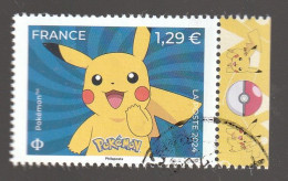 FRANCE 2024 ISSU DE LA FEUILLE POKEMON PIKACHU OBLITERE - Gebruikt