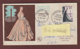 941 De 1953 - Enveloppe 1er Jour à PARIS Le 24/04/1953 - Haute Couture Parisienne - 2 Scan - 1950-1959