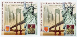 !!! LES 2 BLOCS DU CARRE MARIGNY 2024 ** LES 500 ANS DE LA DECOUVERTE DE LA BAIE DE NEW YORK, STATUE DE LA LIBERTE - Carré Marigny