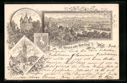 Vorläufer-Lithographie Gmünd, 1893, Fünf-knöpf. Thurm, Johanniskirche, Panorama  - Sonstige & Ohne Zuordnung